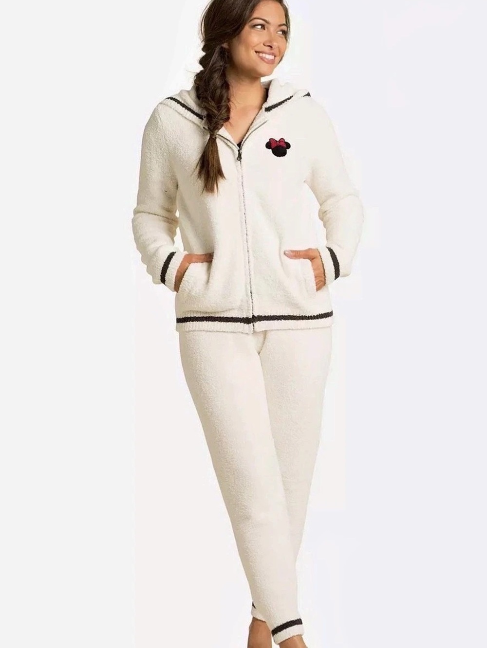 Barefoot Disney CozyChic Classic Fleece Set in White & Black Size XS